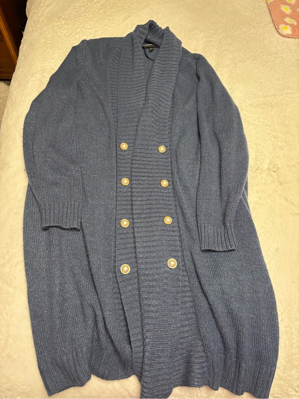 Lane Bryant Women's Long Shawl Collar Cardigan in Slate Blue